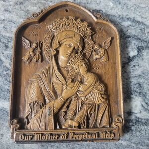 Vintage Our Mother of Perpetual Help Wall Mount Plaque Catholic Religious 5.5x4"